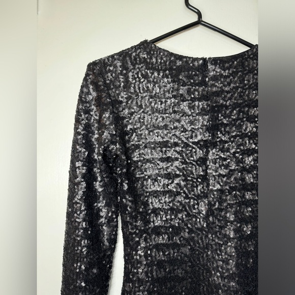 NWT Bailey 44 Heart Of Glass Allover Sequins Black Mini Long Sleeve Dress XS - Picture 11 of 17